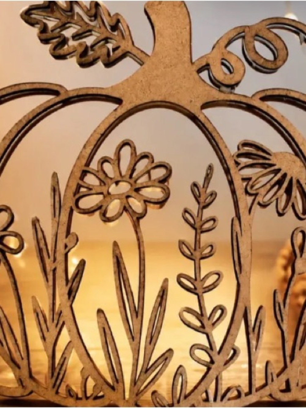 Handmade Decorative Wooden Pumpkin Wall Accent - Natural Wood